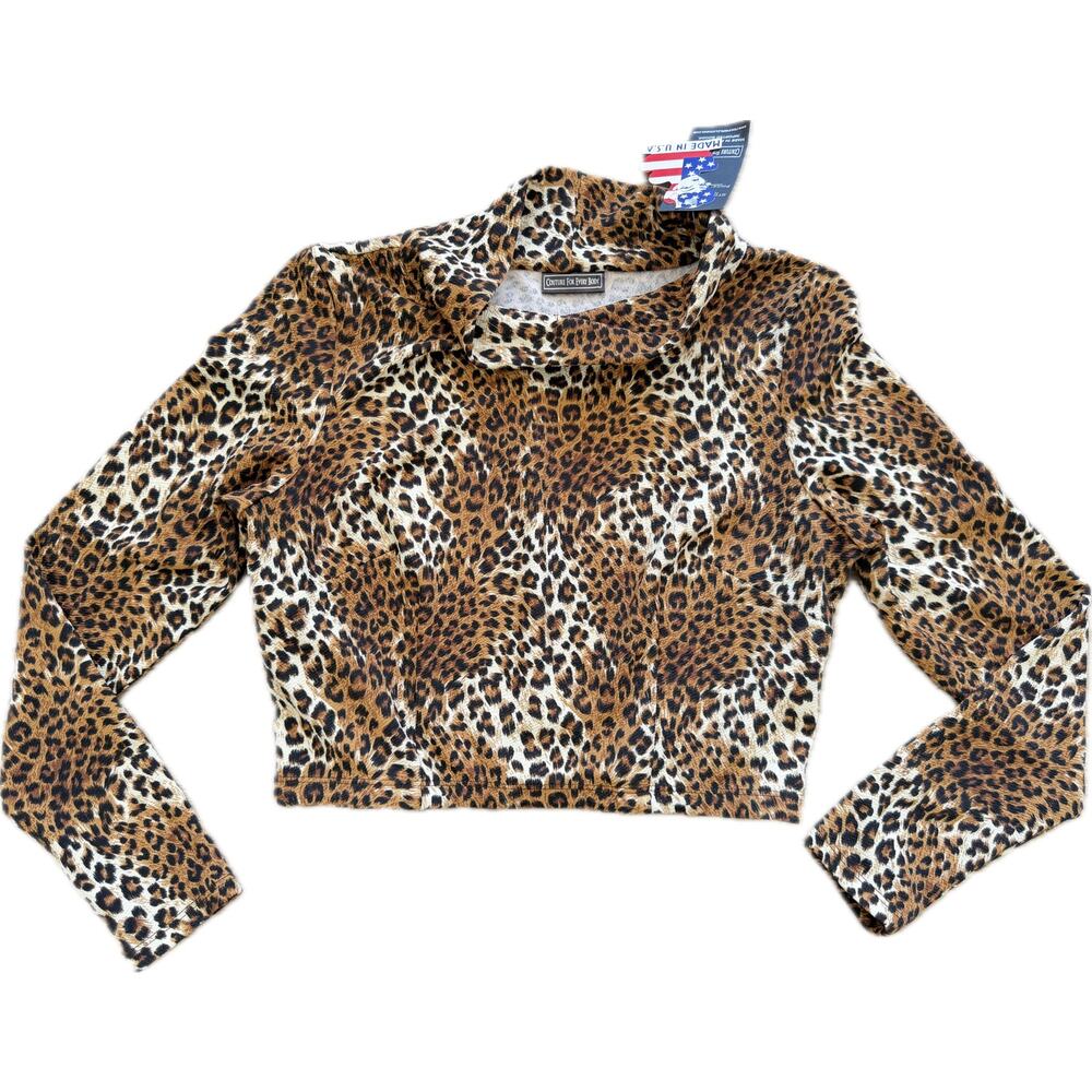 NWT Pinup‎ Girl Clothing Couture For Every Body XL Crop Cheetah Long Sleeve Cowl